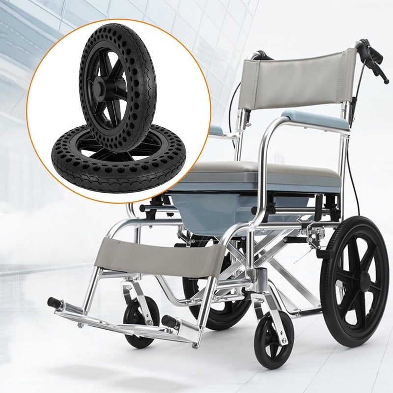 RUTU 12''X2.0'' Wheelchair Wheels Assembly 12 Inch Rear Wheel Solid Tire Construction,Back Wheel Replacement for Manual Wheelchairs Transport Chair Replacement Parts (One Pair) - Image 3
